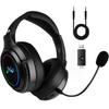 Wireless Gaming Headset, 1000mAh PC Gaming Headset with Mic for PS5 PS4 Switch with Bluetooth+2.4 GHz+USB with Noise Canceling Microphone,3.5mm Wired