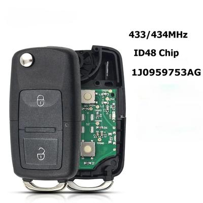 Пульт ДУ для автомобиля VW Bora Golf Polo Passat Touran Seat Skoda / 433 МГц / Чип ID48 / 1J0959753AG
