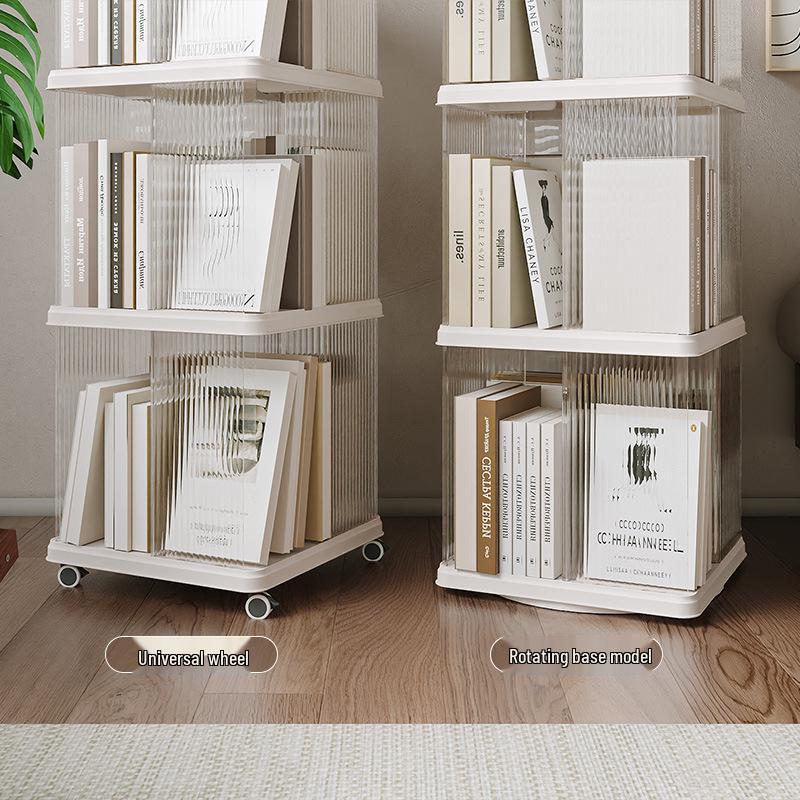 Вращающийся на 360° детский книжный шкаф - Большая вместимость, многоярусное напольное хранилище для гостиной