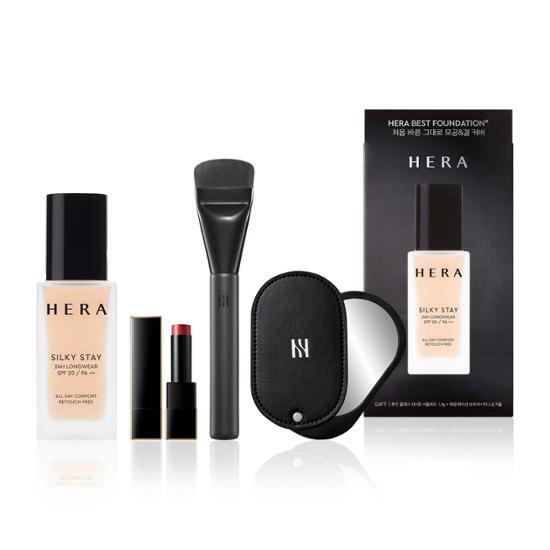 Hera Стойкая тональная основа Silky Stay 24H Longwear Foundation 30 г (+мини-помада 1,1 г+кисточка+зеркальце)