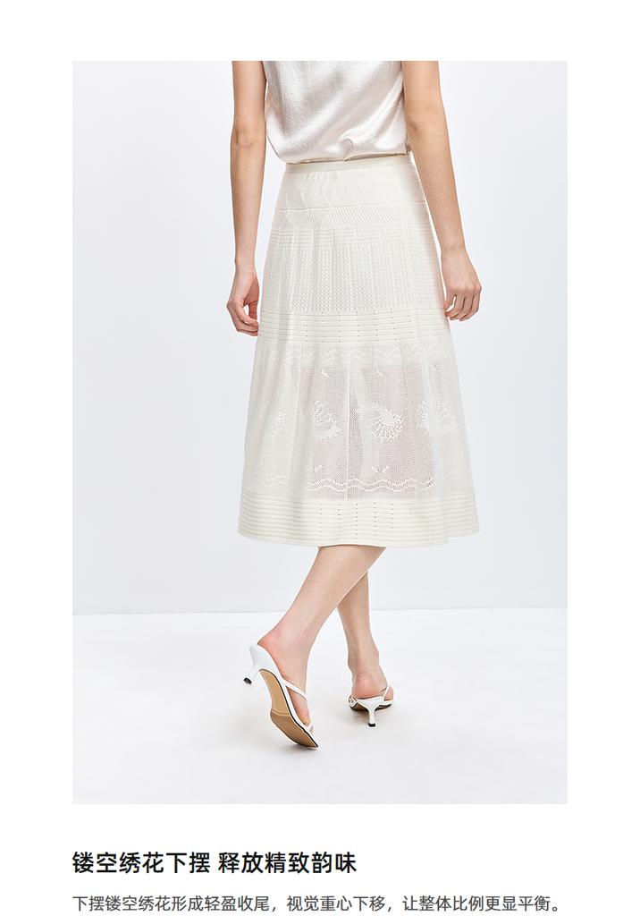 LILY Pure Cotton White A-Line Skirt for Women