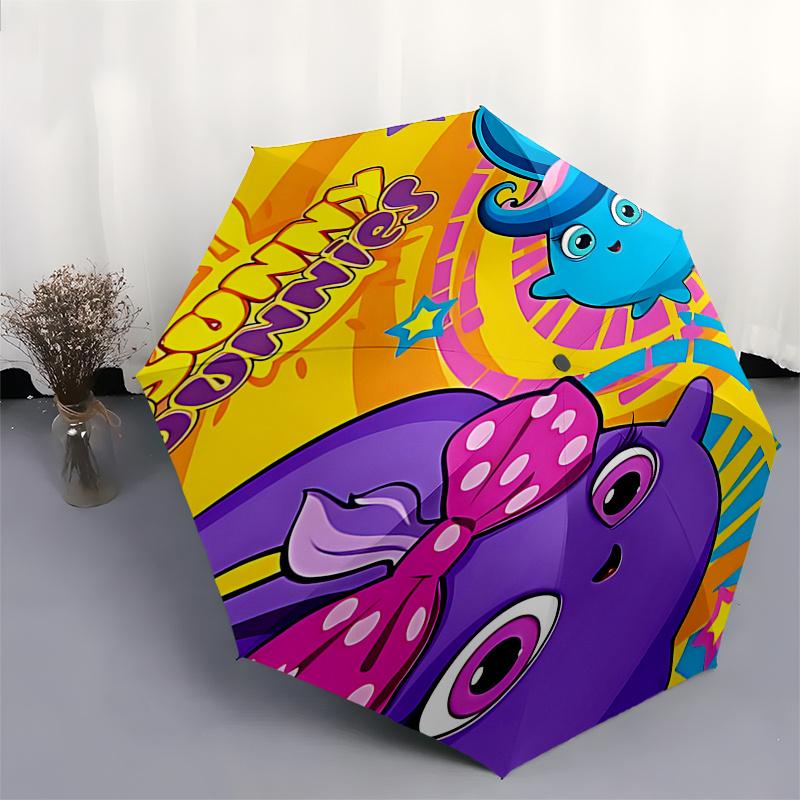 Sunny Bunnies Automatic Opening/Closing Umbrella Portable 3 Fold Design with 8 Bone Iron Frame,Perfect for Outdoor Use,Festive Gifts,Tr