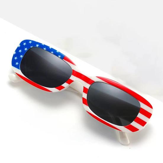 American Independence Day Sunglasses National Flag Print 4th July Celebration Block Sunlight Anti-UV Unisex Strong Hinge Photo Prop Retro