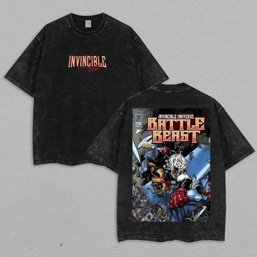 Винтажная графическая футболка Battle Beast Двусторонняя Непобедимый Комикс Воинская Футболка