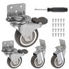 4Pcs 1/2inch Furniture Casters 360° Rotational L-Shaped Soft Rubber Caster Wheels with Brake Silent Roller DIY Home Accessory