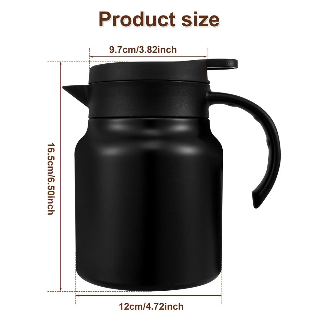 1000 ML Thermal Pot Large Capacity Insulated Water Pitcher 316 Stainless Steel Thermal Coffee Carafe with Detachable Tea Pots