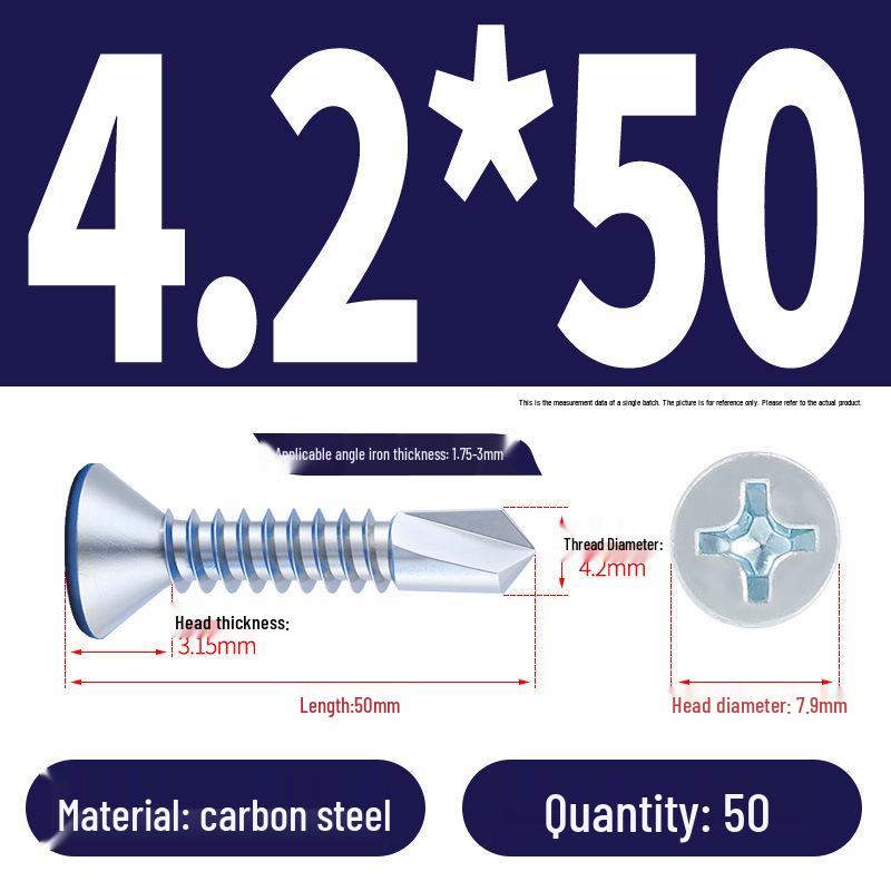 Винты с плоской головкой, из нержавеющей стали, с синим цинковым покрытием, самосверлящие и самонарезающие M3.9-M5.5