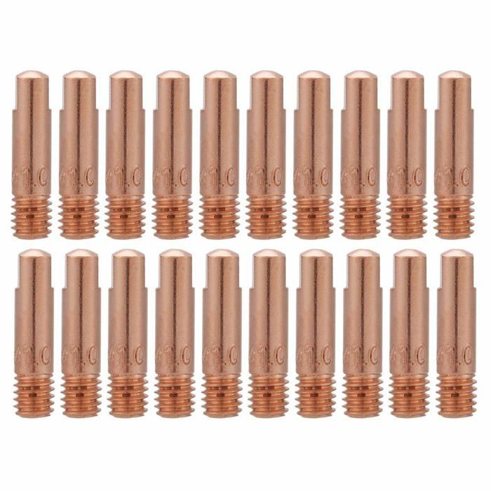 Pointe de contact en cuivre 1,0 mm pour torche MIG/MAG 15AK – lot de 20 (rouge)