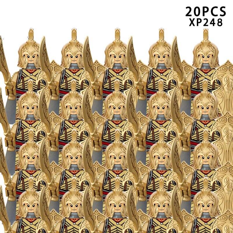 MOC средневековые военные армейские строительные блоки, римский солдат, меч, фигурки, рыцари, щит, оружие, аксессуары, кирпичи, игрушки