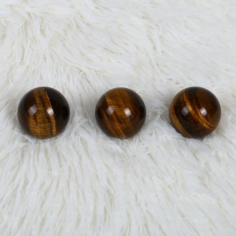 Premium Natural Tiger Eye Quartz Crystal Sphere 2040mm In Dark Yellow Color