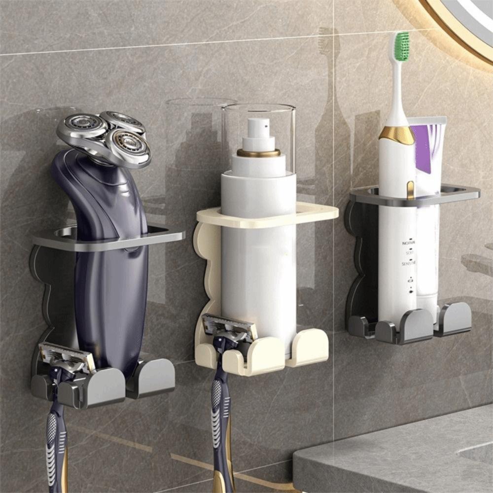 2PCS Carbon Steel beard grooming Holder Wall Mounted Space Saving Electric Shaver Storage Rack Punch Free Shaver Display Stand