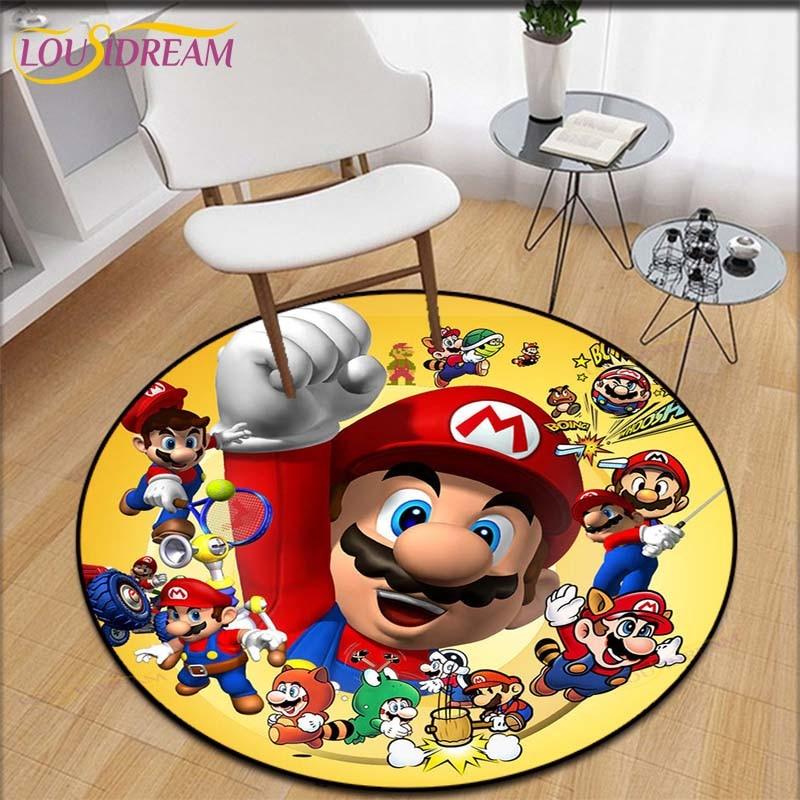 Мультяшный ковер Mario Bros круглый детский ковер с аниме-узором детский фланелевый ковер детский ковер с отпечатками рук аниме-коврик