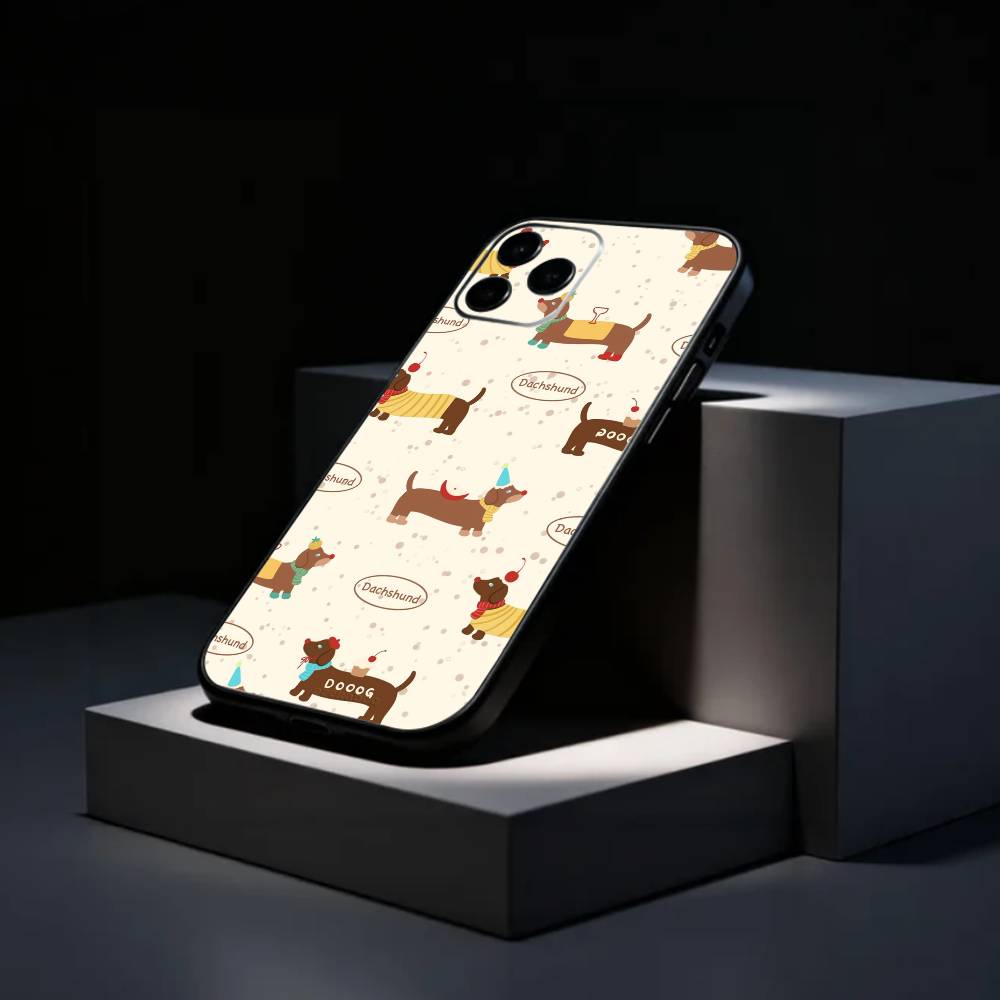 C-Cute-Такса K-Kawai Чехол для телефона Силиконовый Мягкий Для IPhone 17 16 15 14 13 12 11 X XR Plus Pro Max Plus