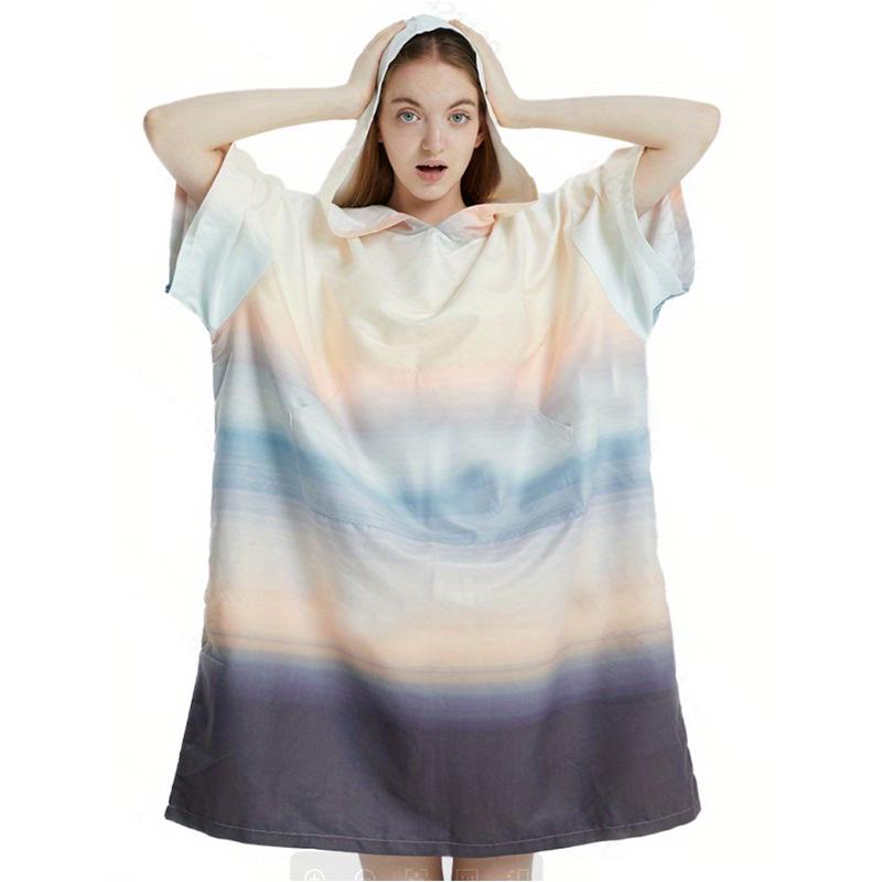 Colorful Quick-Dry Hooded Towel Cape for Beach, Bath, and Pool
