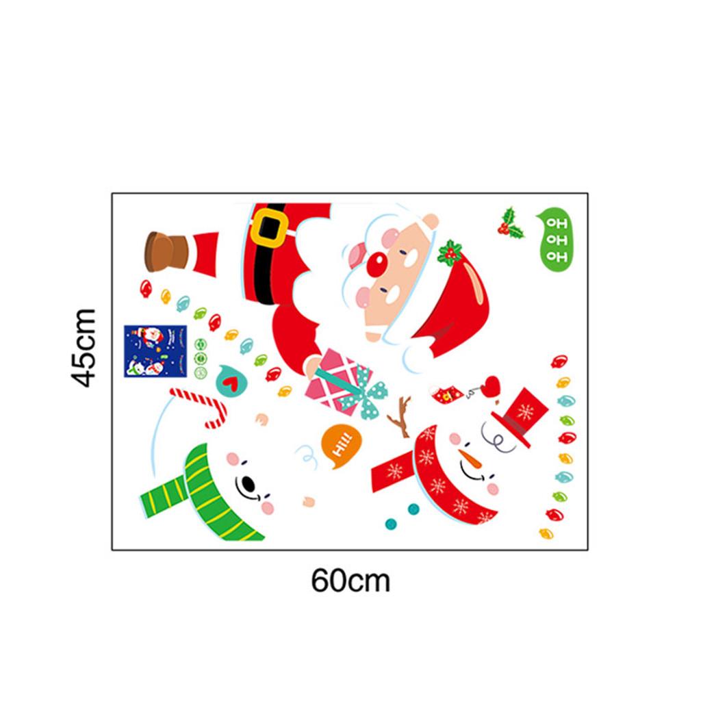 Cartoon Snowman Santa Window Sticker Christmas Gift Home Decor Sticker