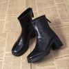 Vintage Fleece-lined Women's Thick Heel Ankle Boots Elegant Dancing Party Shoes New Autumn Winter Plush Modern Short Botas