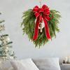 19inch Green Artificial Christmas Wreath with Bell Xmas Lifelike Red Bow for Window,
