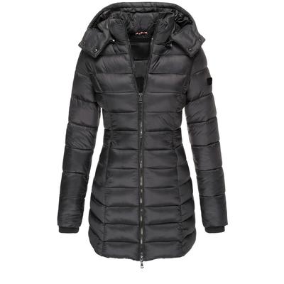 Женская однотонная длинная тонкая молния с длинным рукавом зимняя теплая куртка с капюшоном