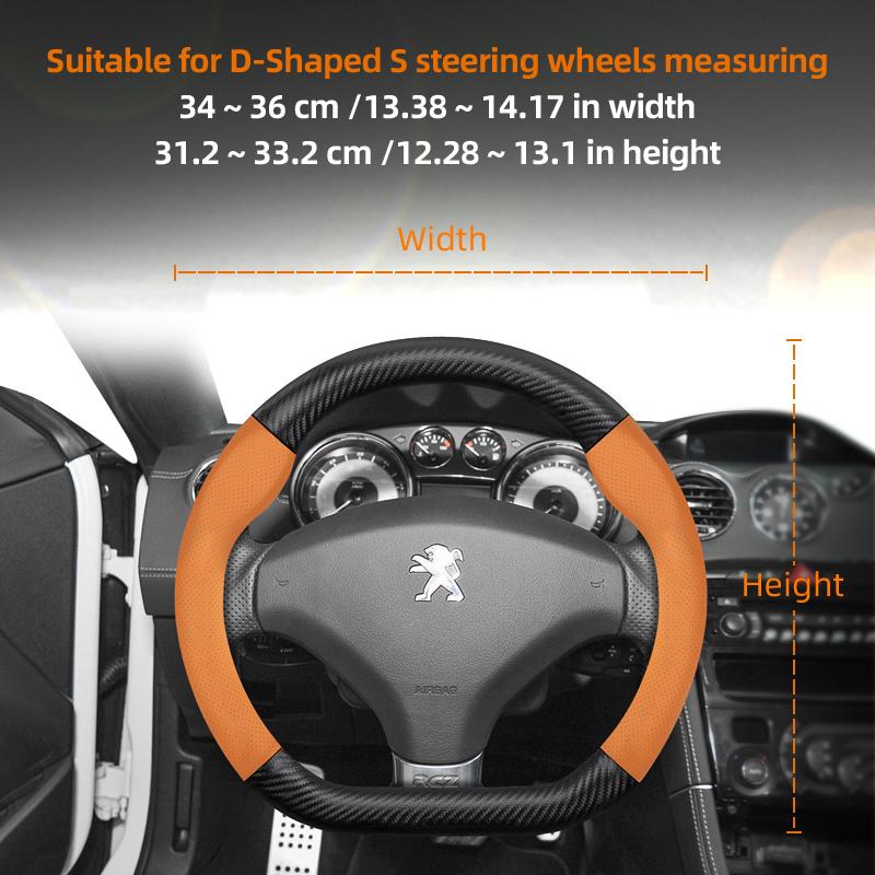 zkfan8 Suitable for Peugeot Breathable Leather Matte Carbon Fiber Texture Steering Wheel Cover Suitable for 206 208 3008 308 207 