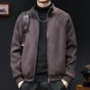 Мужская белая пуховая куртка с высоким воротником: Вязаный кардиган-пальто Осень/Зима 2025, Повседневный и больших размеров.