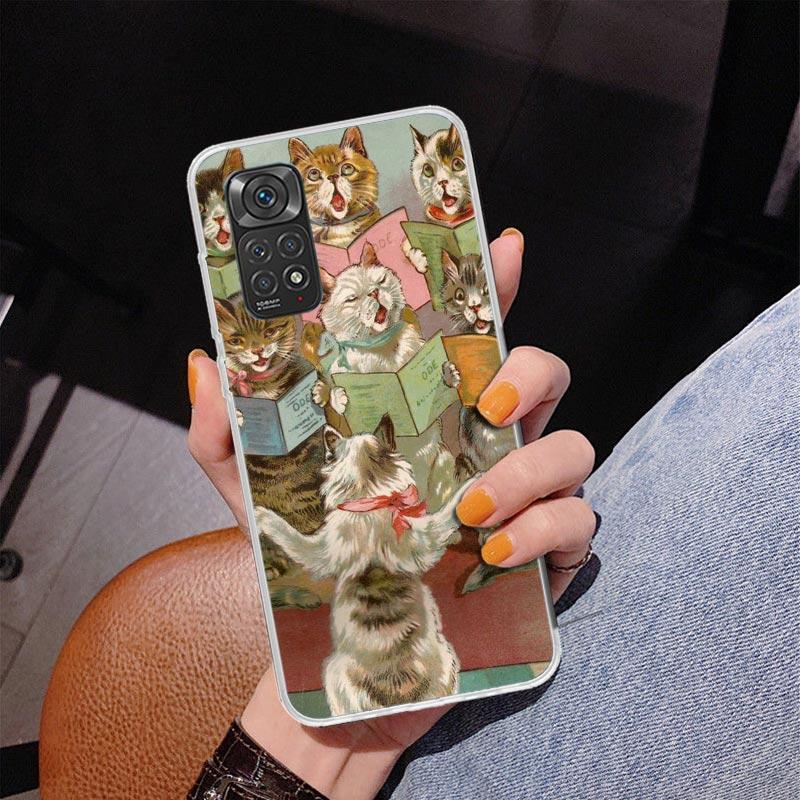 Милый Мультяшный Счастливый Кот Чехол для Телефона для Xiaomi Redmi Note 15 14 14S 13 Pro Plus 12 12S 11S 11E 10S 10 11T 5G Уникаль