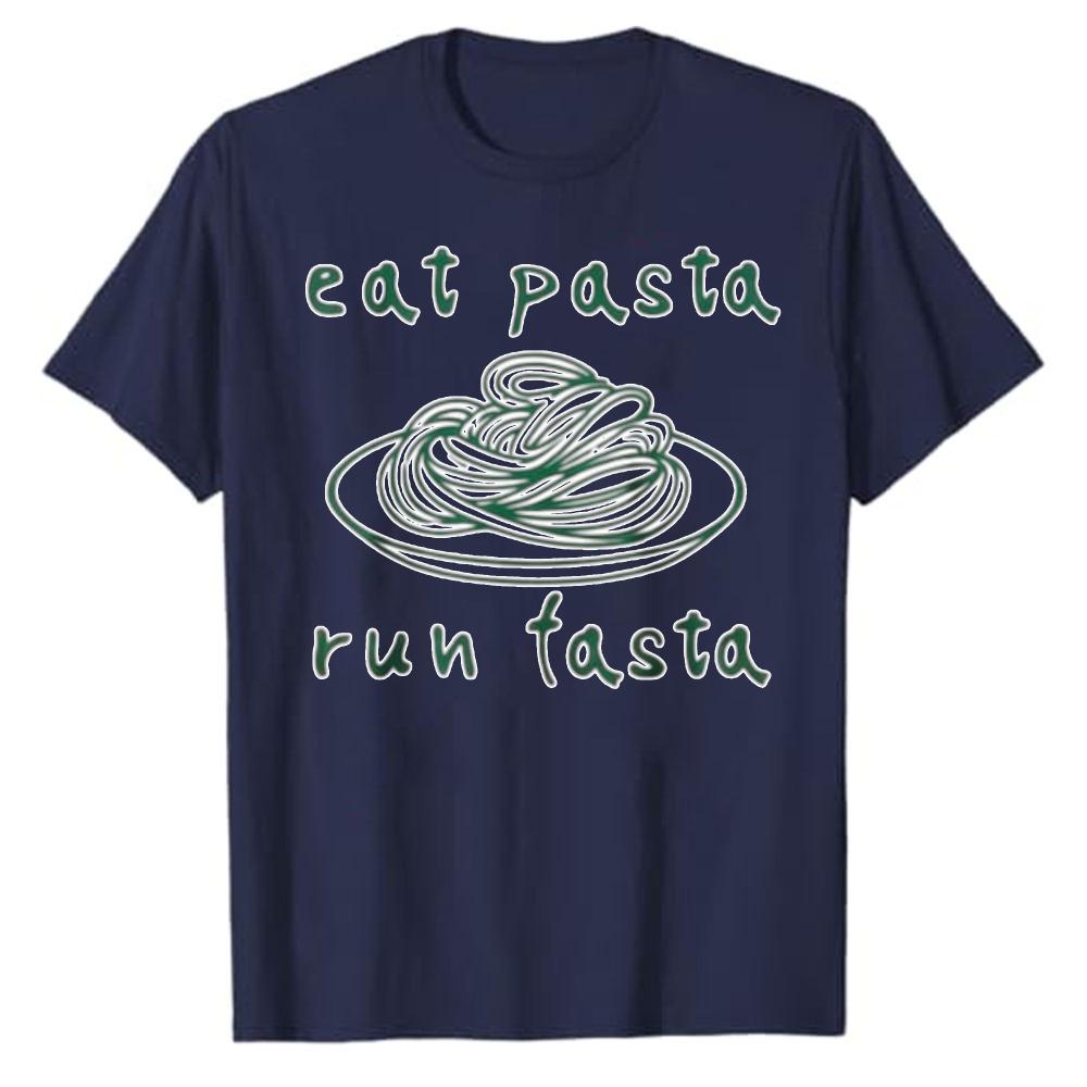 Funny Italian Foodie Graphic Cotton Tee Spaghetti Running Joke Shirt for Unisex Women Graphic T Shirts Unisex Clothing Harajuku Tops