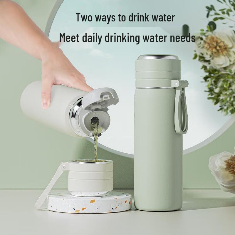 ZETAI 600 мл Термос-бутылка для воды из нержавеющей стали с ситечком для чая