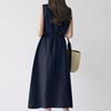 Women's Bohemian Sleeveless Belted Cotton Linen Maxi Dress