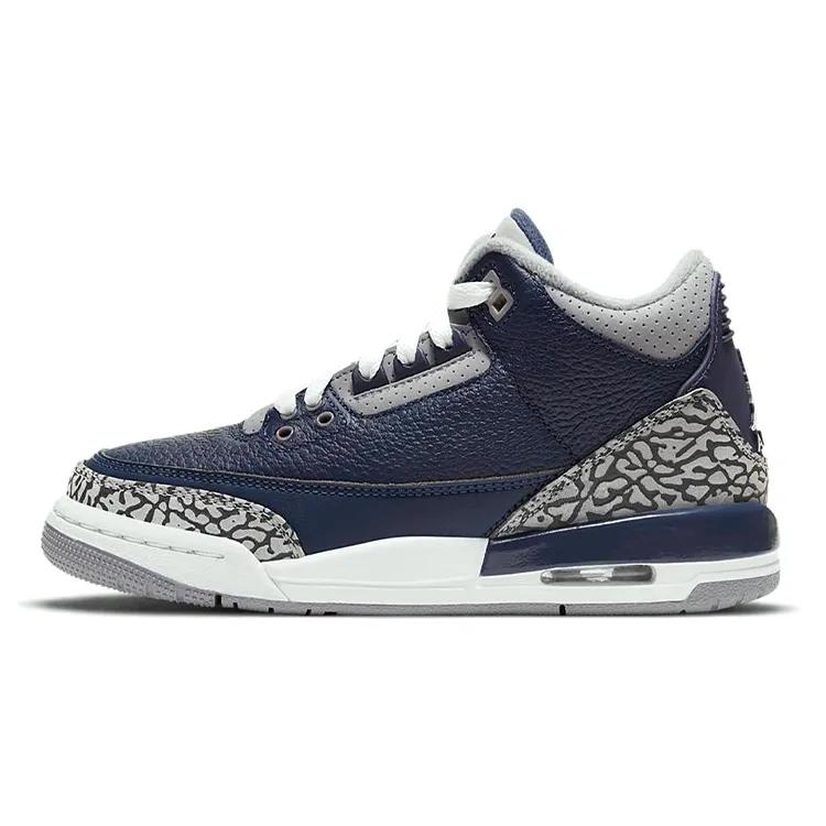 Air Jordan 3 Retro Grade School 'Georgetown' (Unisex) Midnight Navy / Cement Grey / White Kids' Basketball Shoes 398614 401