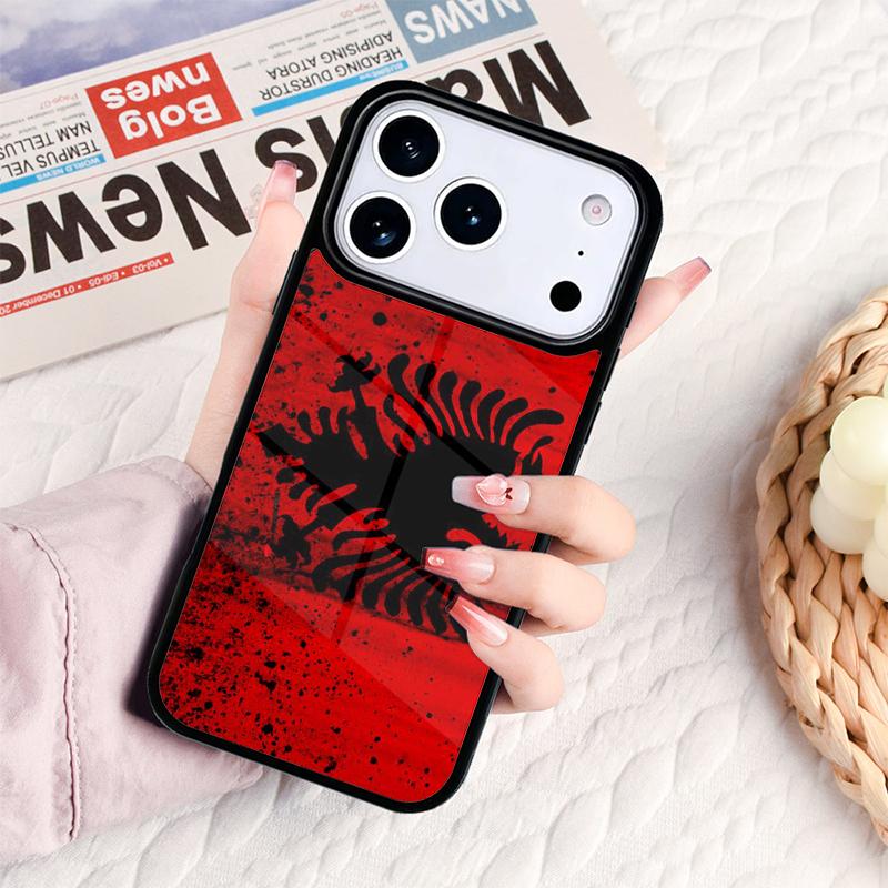 Чехол для телефона с изображением орла и флага Албании для iPhone 17 16e 15 14 13 12 11 Pro Max Air Mini, мягкий защитный чехол