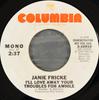 7-дюймовая пластинка JANIE FRICKE - I'll Love Your Troubles Away For Aw 310910PROMO Columbia 1979 США Фолк Б/у