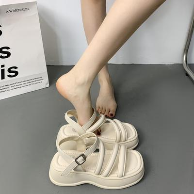 Босоножки фея лето фея ветер 2025 новая мода универсальные маффин толстая подошва нескользящие высокие по щиколотку полые римские сандалии