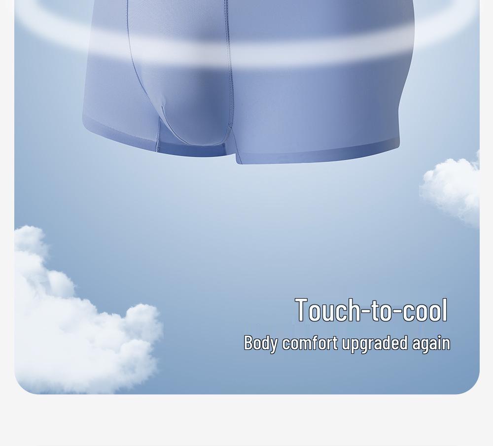 Men's Cool Ice Silk Mid-Waist Seamless Underwear - Breathable, High Elasticity, Antibacterial, Thin Design