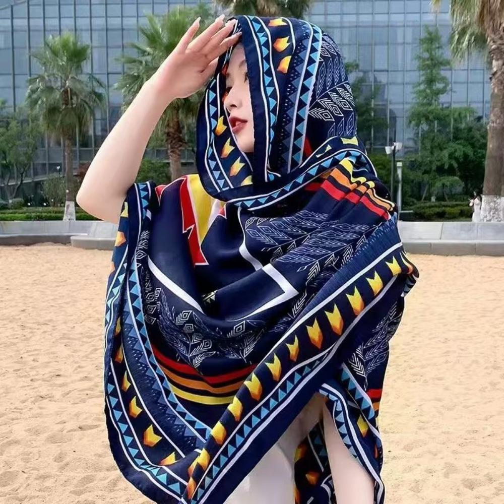 Соленое озеро Чака Туризм на Северо-Западе Этнический стиль Шарф Шелковый шарф Женский Летний Приморский Пляжный Платок Солнцезащитный Тонкий