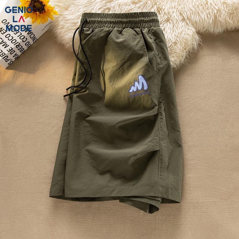 GENIOLAMODE Men's Summer Ice Silk Casual Cargo Shorts