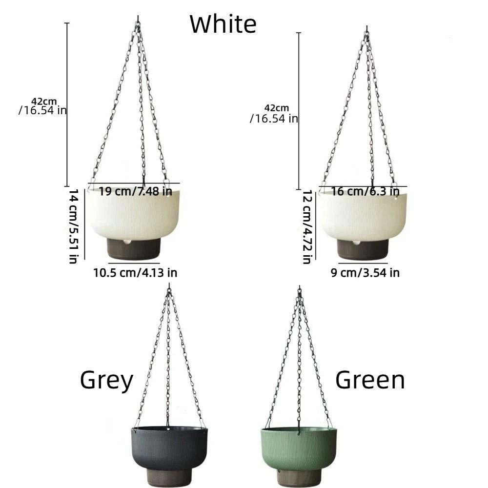 Thickened Self Watering Hanging Planters Chain Hooks Drainage Suspended Basket Detachable Base Large Capacity