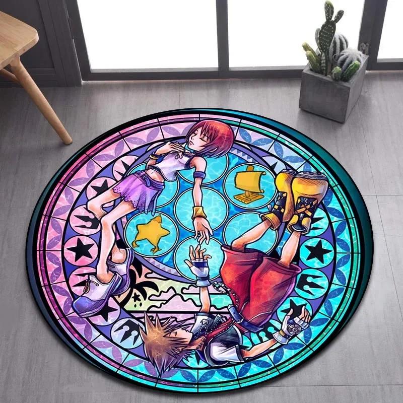 Kingdom Hearts Узор из мультфильма Ковер для пола Круглый коврик Ковер для гостиной Коврик для ванной и кухни Придверный коврик Нескользящий коврик для пола