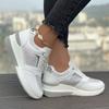 European and American Large-size Sports Women's Leisure Spring and Summer New Thick-soled Slope Heel Casual Shoes Lace-up Rhinestone Sports Trend