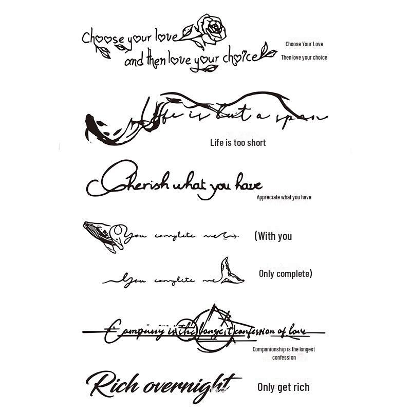 "Waterproof Semi-Permanent Herbal Tattoo Stickers for Men and Women - Durable Text Simulation Spot Tattoos"