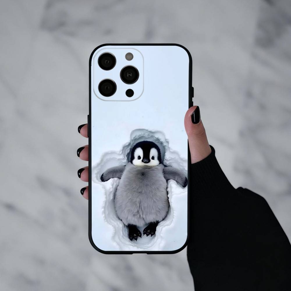 Чехол для телефона Animal P-Pingu Пингвин Для iPhone 17pro,16,15,14,13,12,11 Plus,Pro Max,XS,Мягкий силиконовый черный чехол