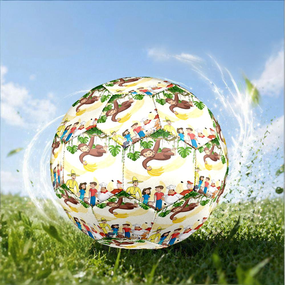 Curious George And Elephant Adventure Size 5 Soccer Ball,Indoor/Outdoor Suitable for Training Matches Tournaments Practice Games Perfect Gift for Fan