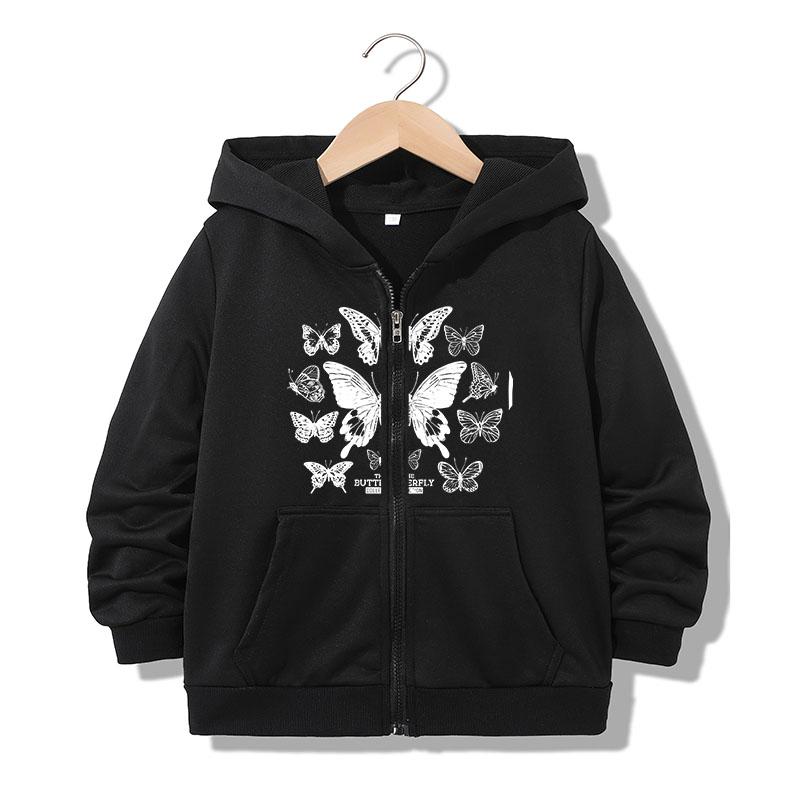 Zipper Hoodie Funny Casual Butterfly graphic Hoodies Jackets Boys Girls Y2k Zip Up Sweatshirt hoodies