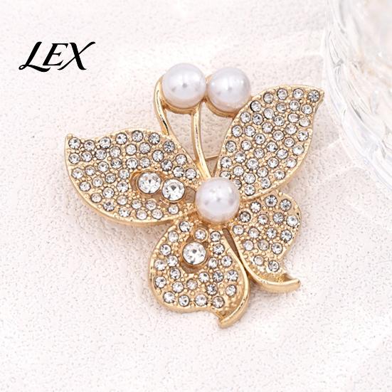 Animal Coats Brooch Women Butterfly Pin, Shape Lapel Pin with Jewelry Accessory Faux Pearls Rhinestones, for Dresses Jackets Vintage Clothing