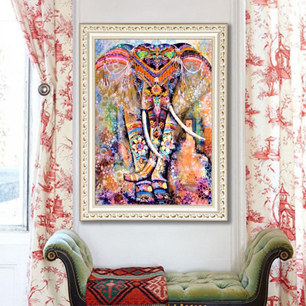 30x40cm Oil Canvas Diy 5D Material Kit Elephant-shaped Pattern Full Rhinestone Embroidery Home Decoration