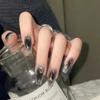 24Pcs Dark Butterfly Black Press On Nails Full Cover Fake Nail Tips Cute Girl False Nail Art Set