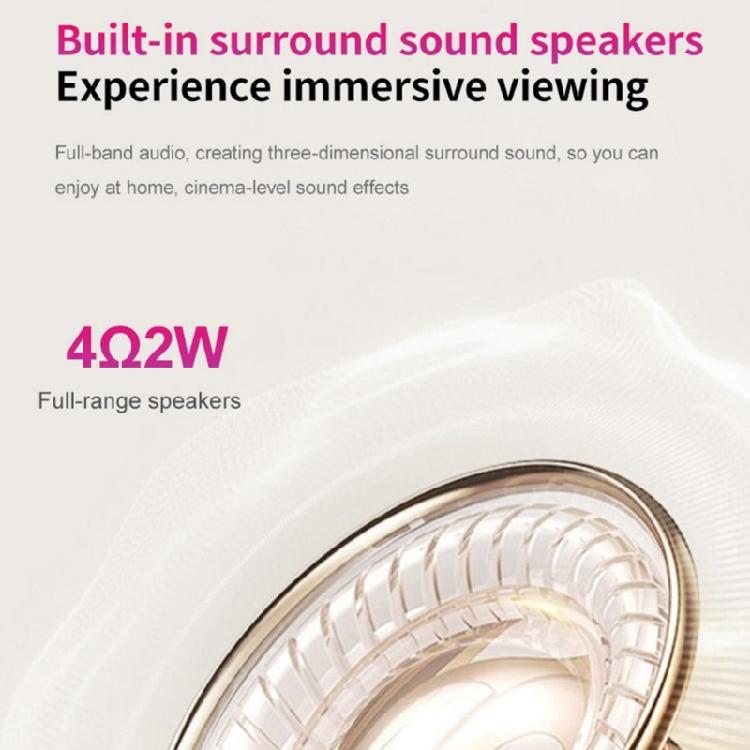 Мини-портативный проектор Питание Type-C Беспроводная трансляция Автоматическая регулировка Стереозвук