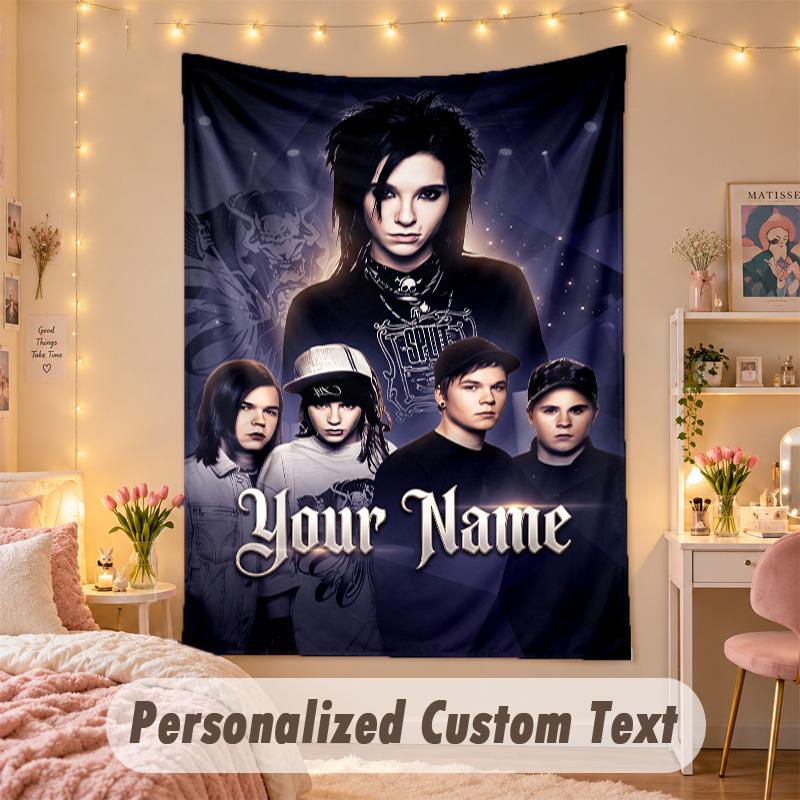 Custom Personalized Tapestry,Tokio Hotel Print Custom Name Text Wall Art Hanging for Bedroom