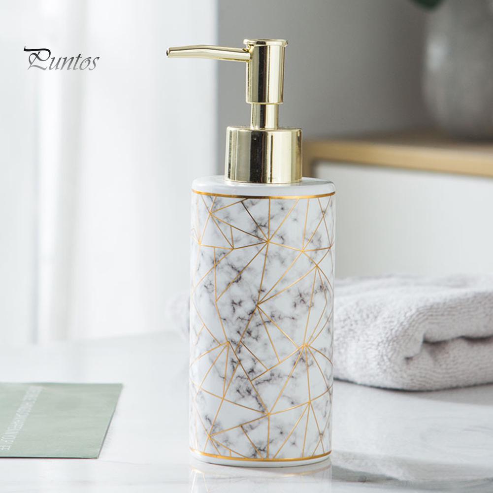 Puntos 300ml Stylish Marble Ceramic Lotion Shampoo Liquid Soap Dispenser Pump Bottle