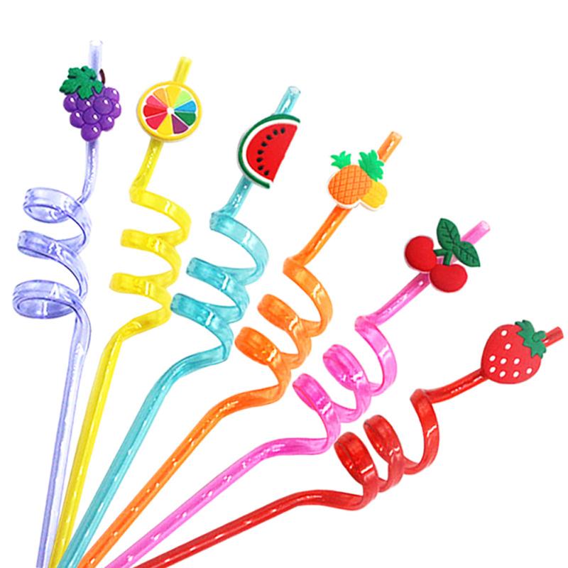 24pcs Fruit Drinking Straws Multi-purpose Reusable Soft Flexible Easy To Clean Kids Party Supplies