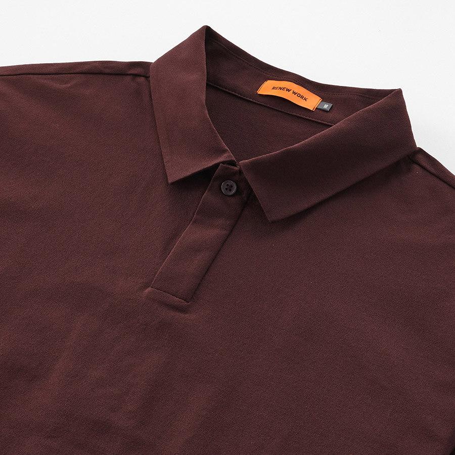 STCO [Moisture-Wicking And Quick-Drying] Hidden Button Collared Short Sleeve T-Shirt Wine (Semi-Oversized Fit)_Stsvb36Nsa
